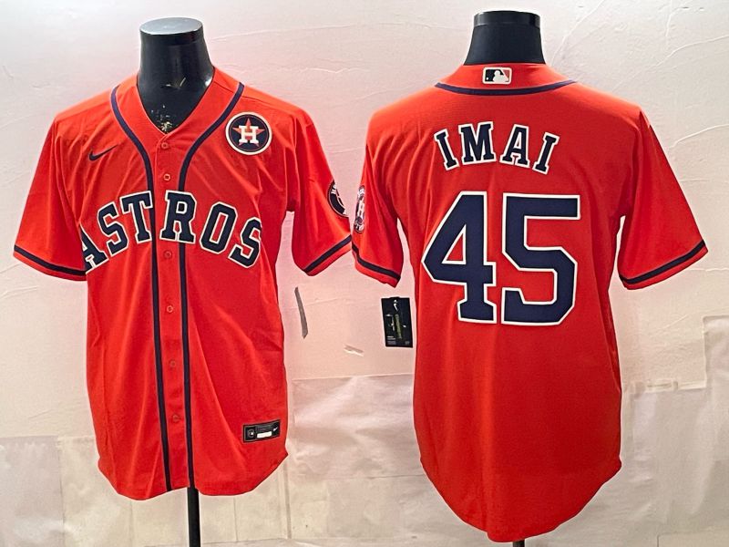 Men 2026 Houston Astros #45 Imai Orange Game Nike MLB Jersey style 005->houston astros->MLB Jersey